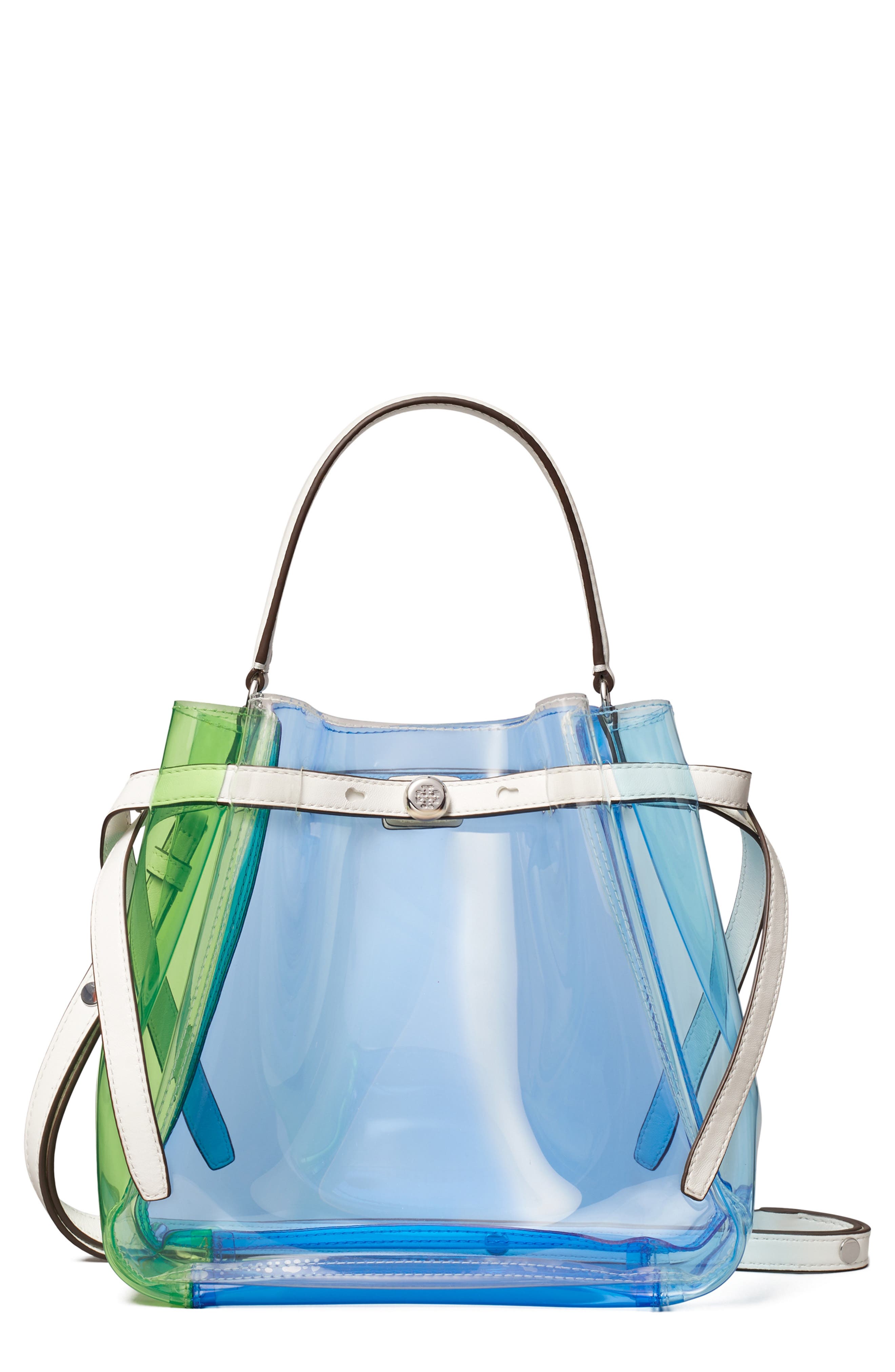 Tory Burch Romy Colorblock Clear Bucket Bag, Main, color, 