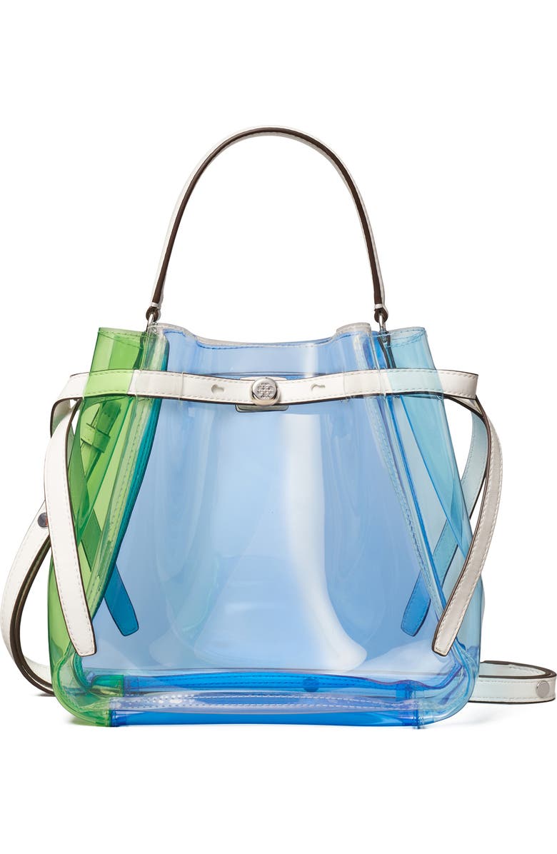Tory Burch Romy Colorblock Clear Bucket Bag, Main, color,