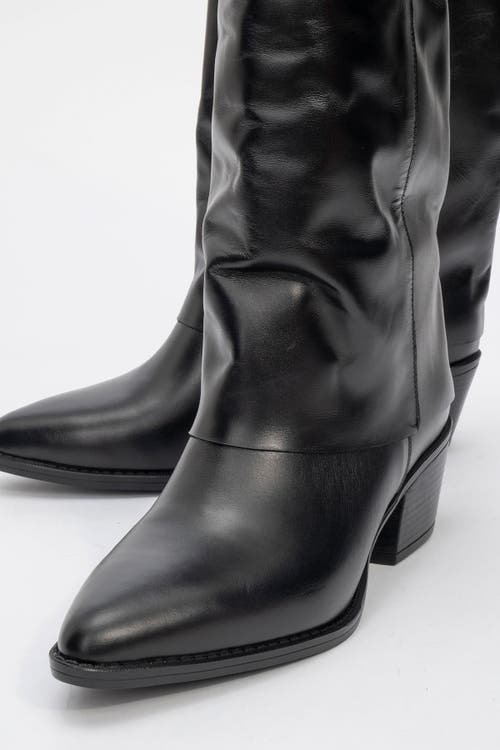 Forever & Always Shoes Teodora Leather Block Heel Boot In Black