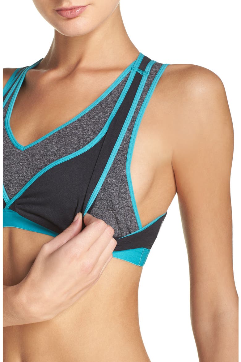 Lotus Hands Free Pumping/Yoga Bra, Alternate, color, BLACK/ TEAL