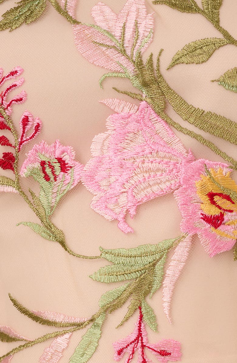 Adrianna Papell Floral Embroidered Sleeveless Fit & Flare Midi Dress, Alternate, color, 