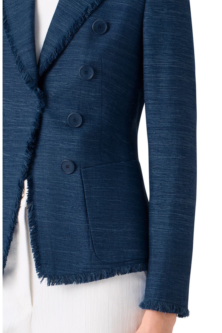 Fringe Silk & Cotton Shantung Jacket, Alternate, color, DARK BLUE
