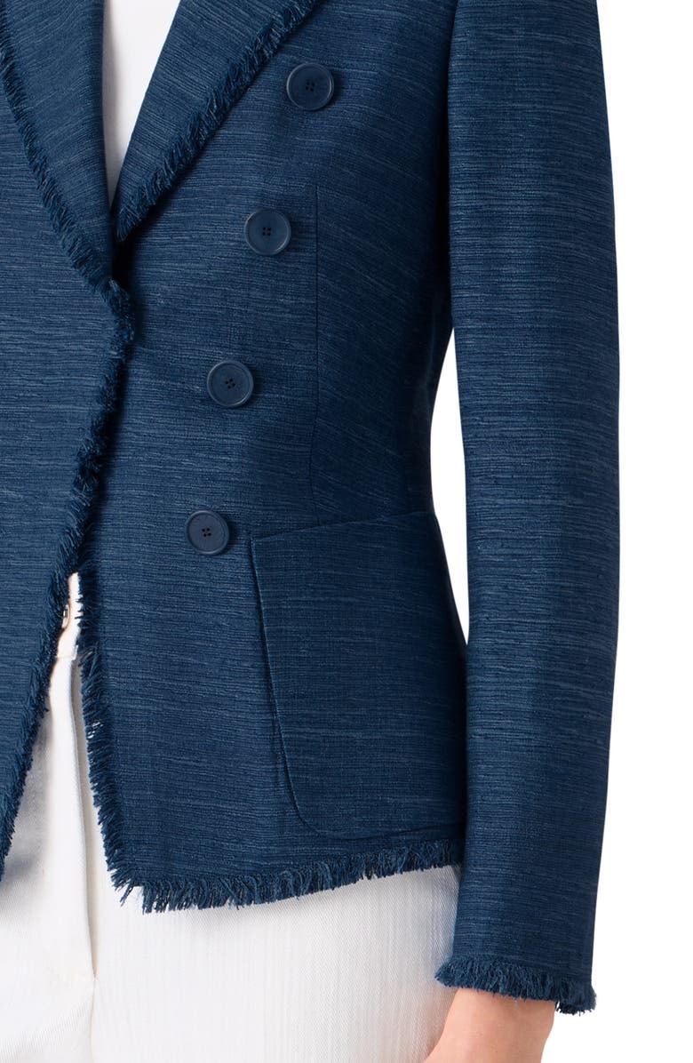 Akris punto Fringe Silk & Cotton Shantung Jacket, Alternate, color, Dark Blue