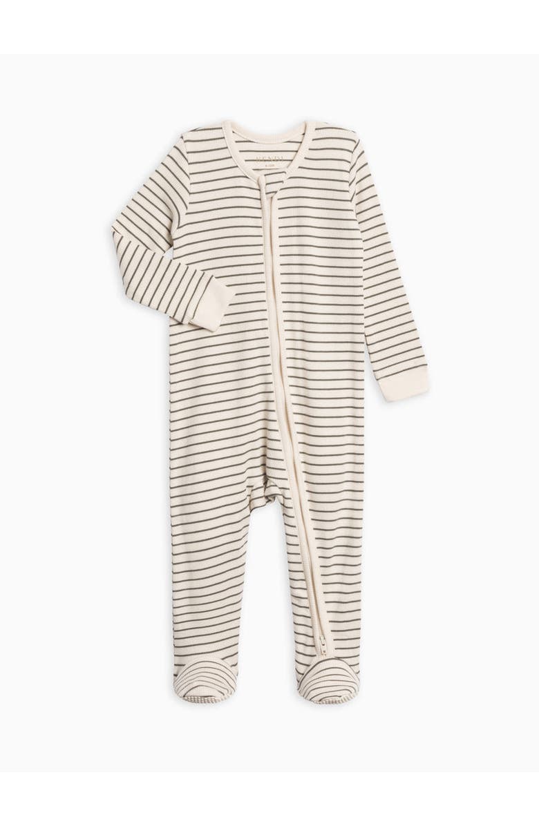 Kendi Kit Ribbed Zipper Sleeper, Main, color, Olive Stripe