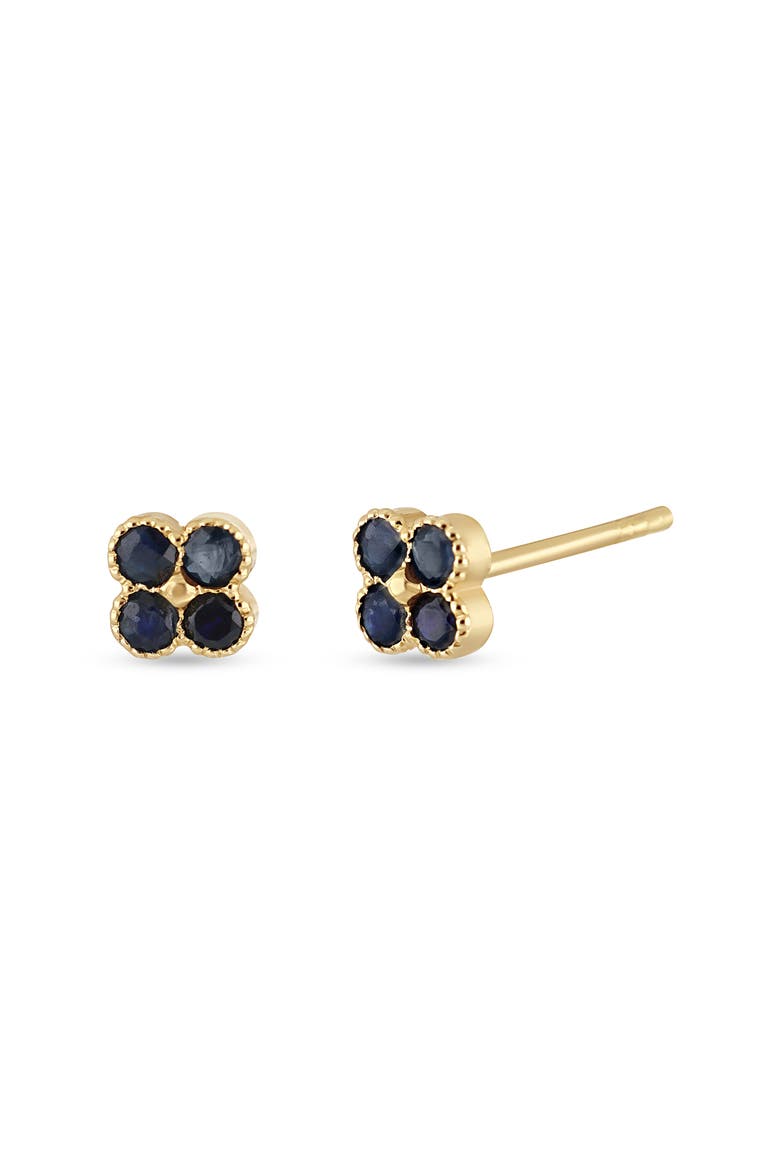 18K Gold El Mar Gemstone Clover Stud Earrings, Main, color, 18K YELLOW GOLD/ SAPPHIRE