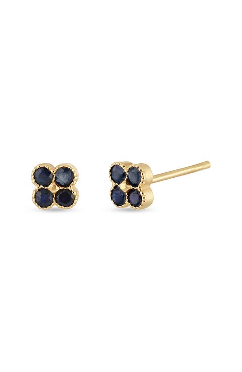 18K El Mar Gemstone Clover Stud Earrings
