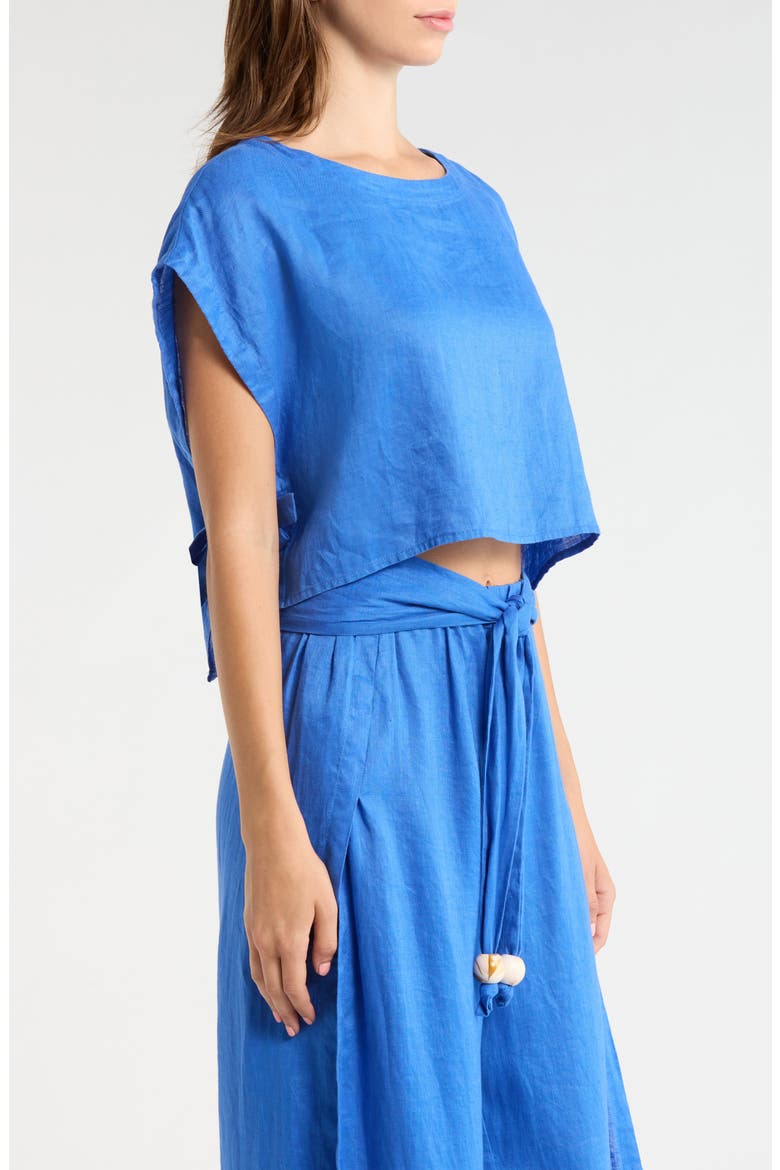 Cropped Linen Cover-Up Top, Alternate, color, SAPPHIRE BLUE