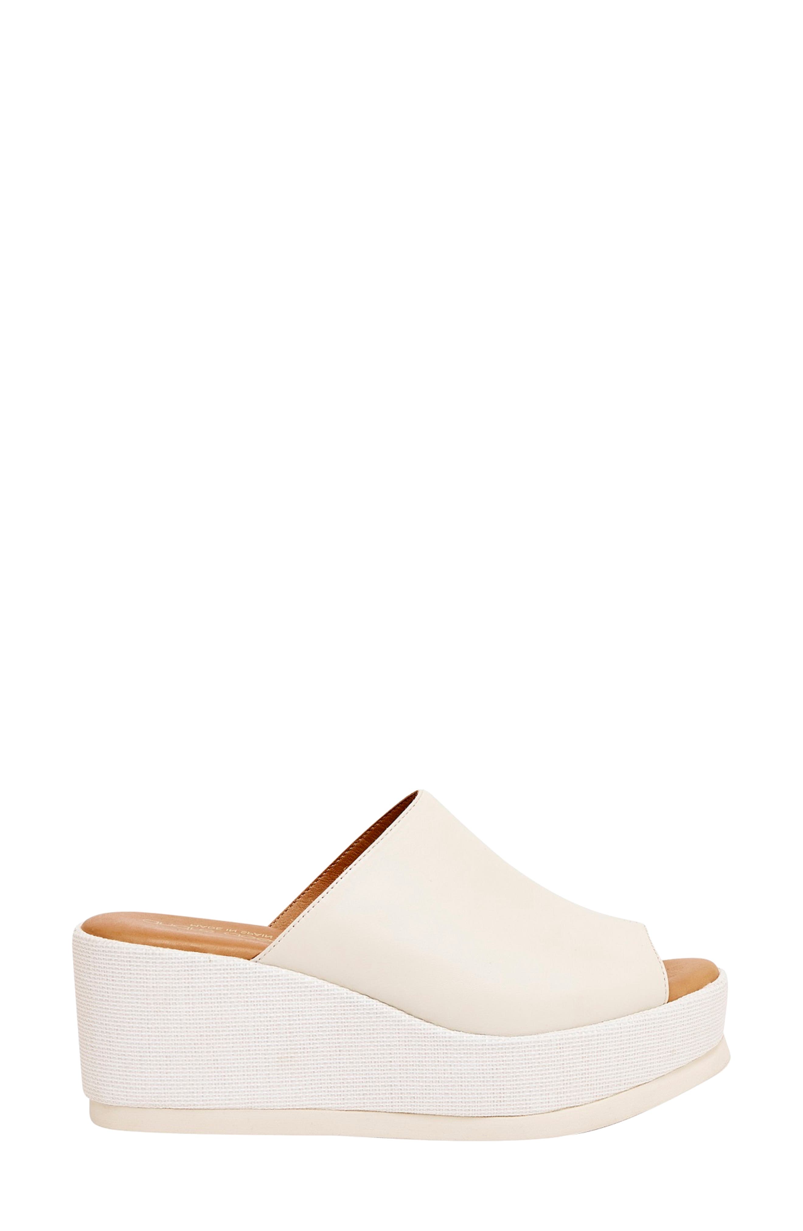 Clara Platform Wedge Slide Sandal, Alternate, color, WHITE LEATHER