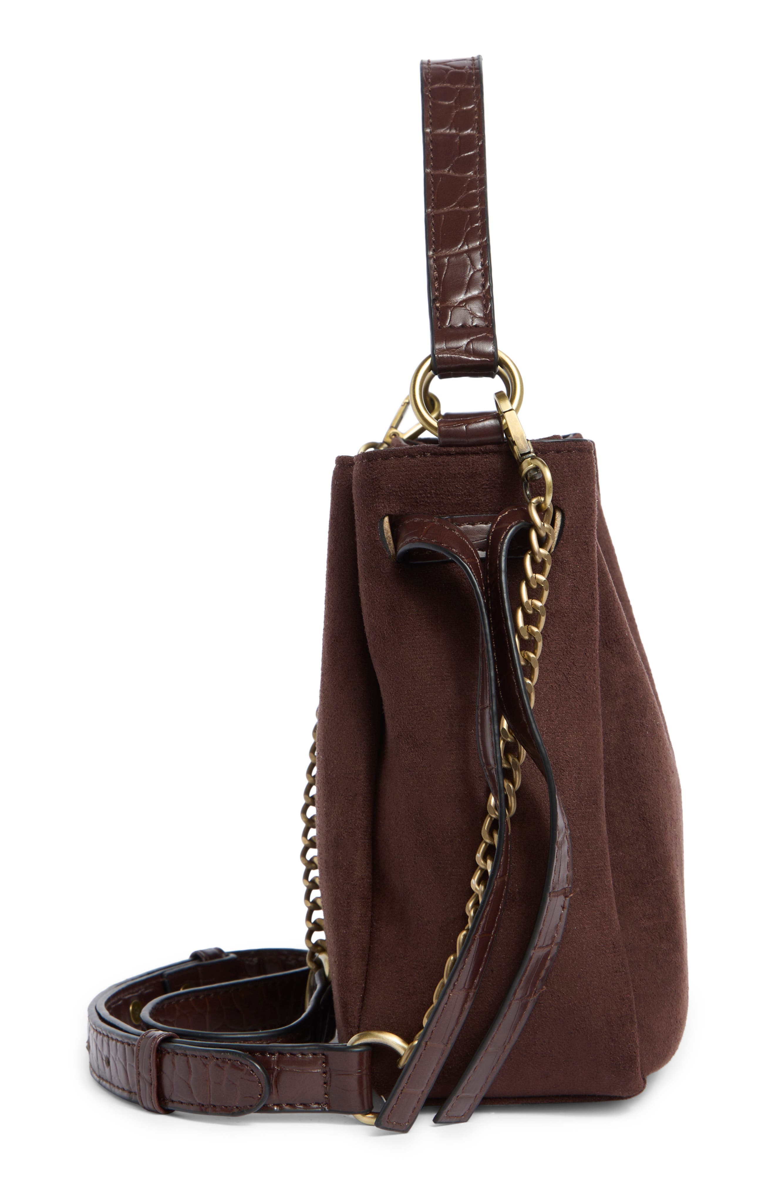 Faux Suede Crossbody Bag, Alternate, color, CHOCOLATE