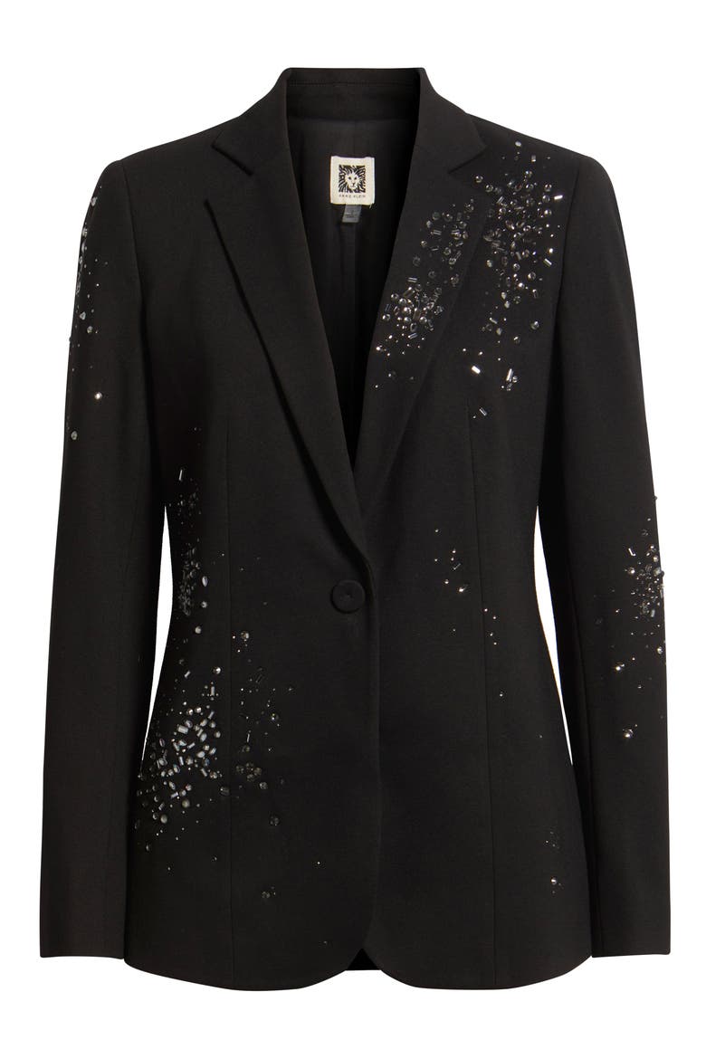 Embellished One-Button Blazer, Alternate, color, ANNE BLACK