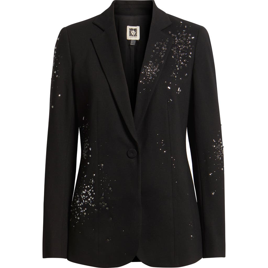 Anne Klein Embellished One-button Blazer In Black