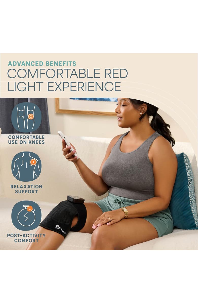 Lifepro Red Light Therapy Knee Massager 660nm & 850nm Infrared LED Knee Brace Device, Alternate, color, Rechargable