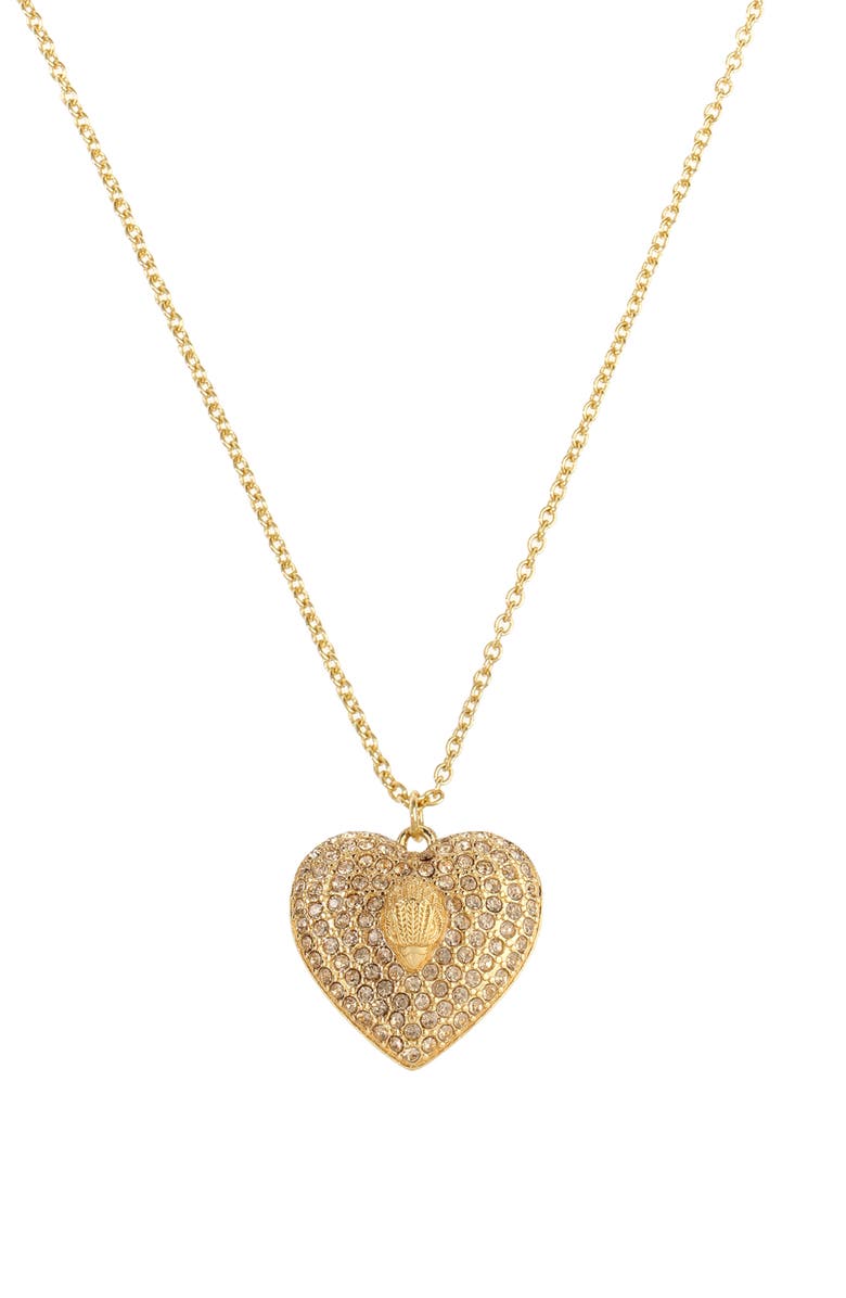 Kurt Geiger London Pavé Heart Pendant Necklace, Alternate, color, Gold
