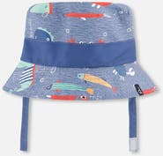 Deux par Deux Recycled Polyester Marine Animal Print Beach Hat