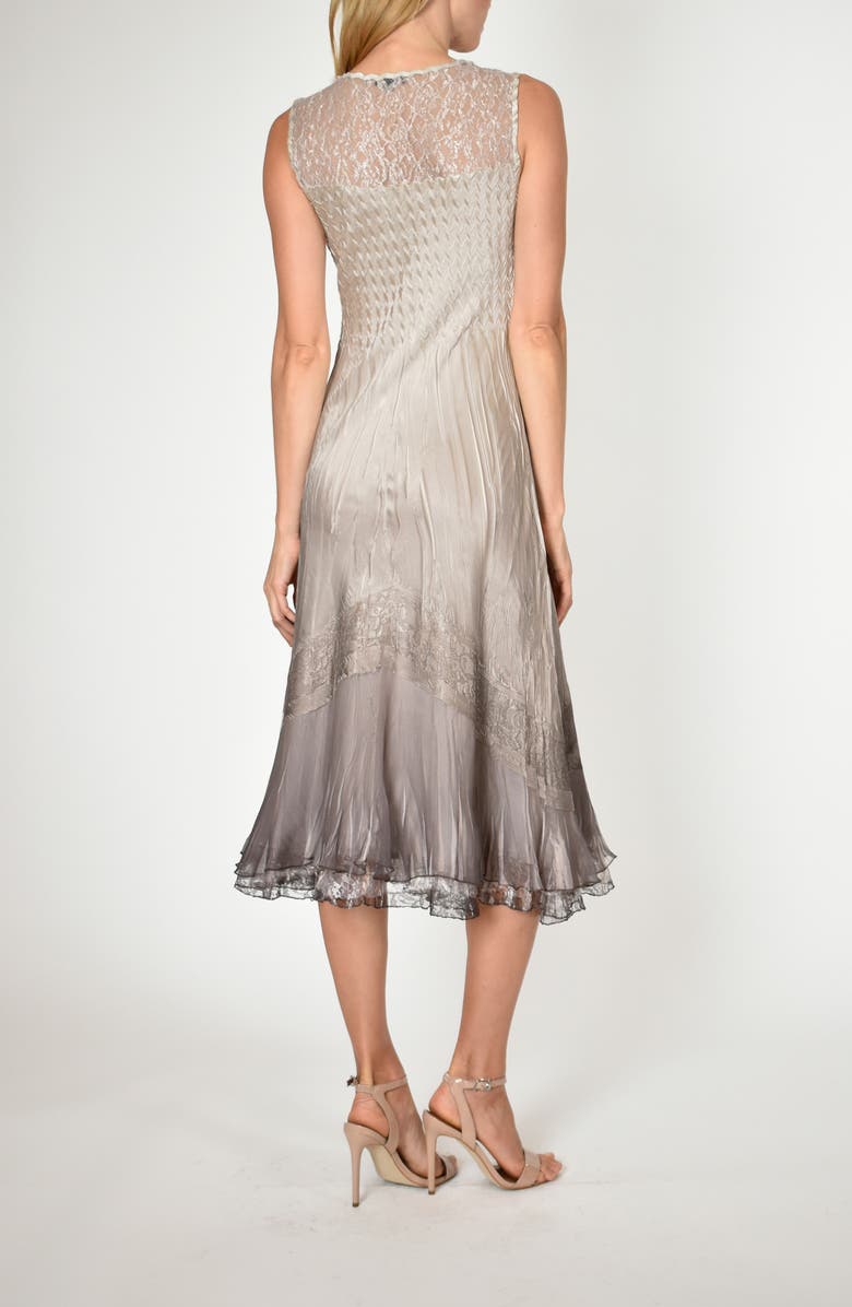 Komarov Beaded Charmeuse & Chiffon Tiered Dress with Jacket, Alternate, color, Beach Cafe Ombre