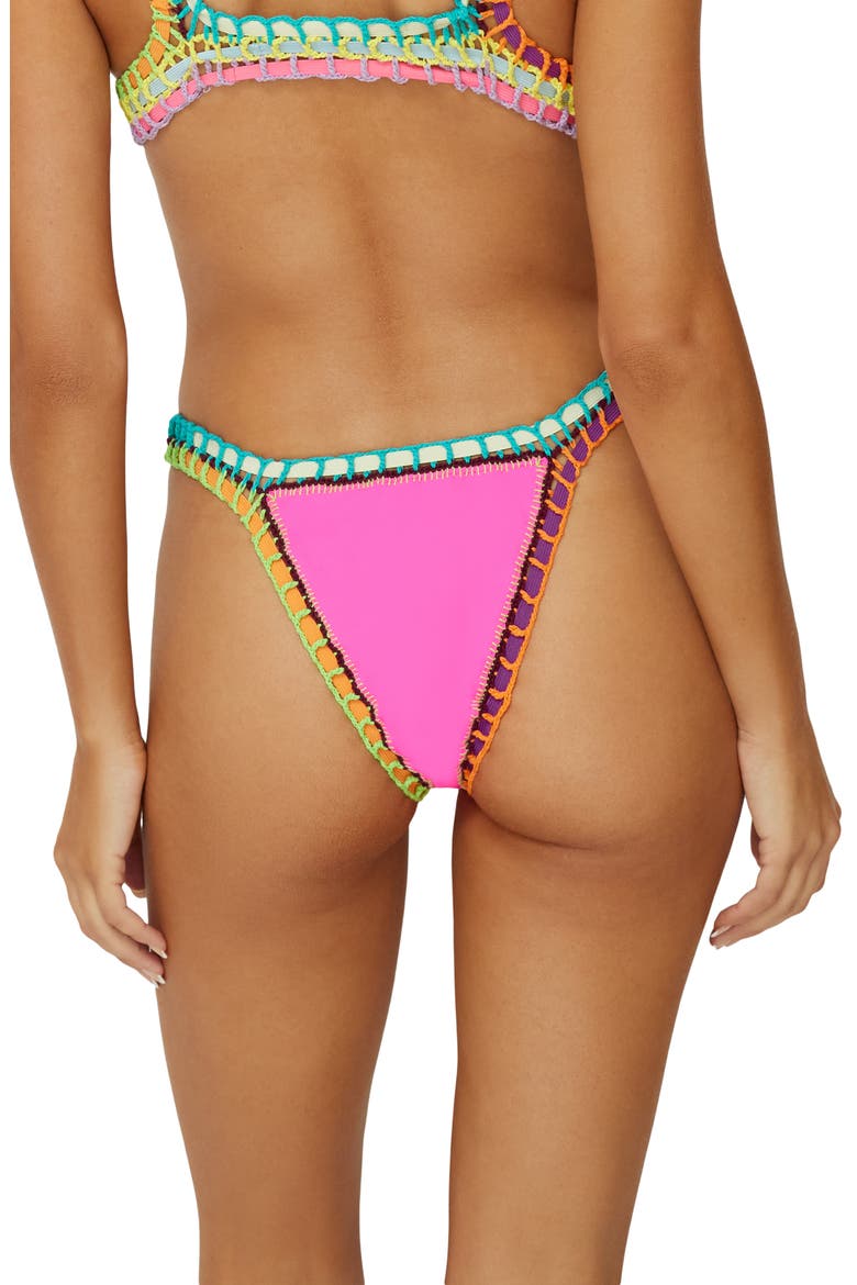 Colorful Whipstitch Trim Bikini Bottoms, Alternate, color, ACAI