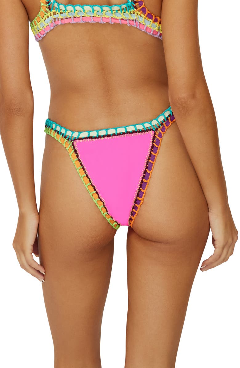 PQ SWIM Colorful Whipstitch Trim Bikini Bottoms, Alternate, color, Acai