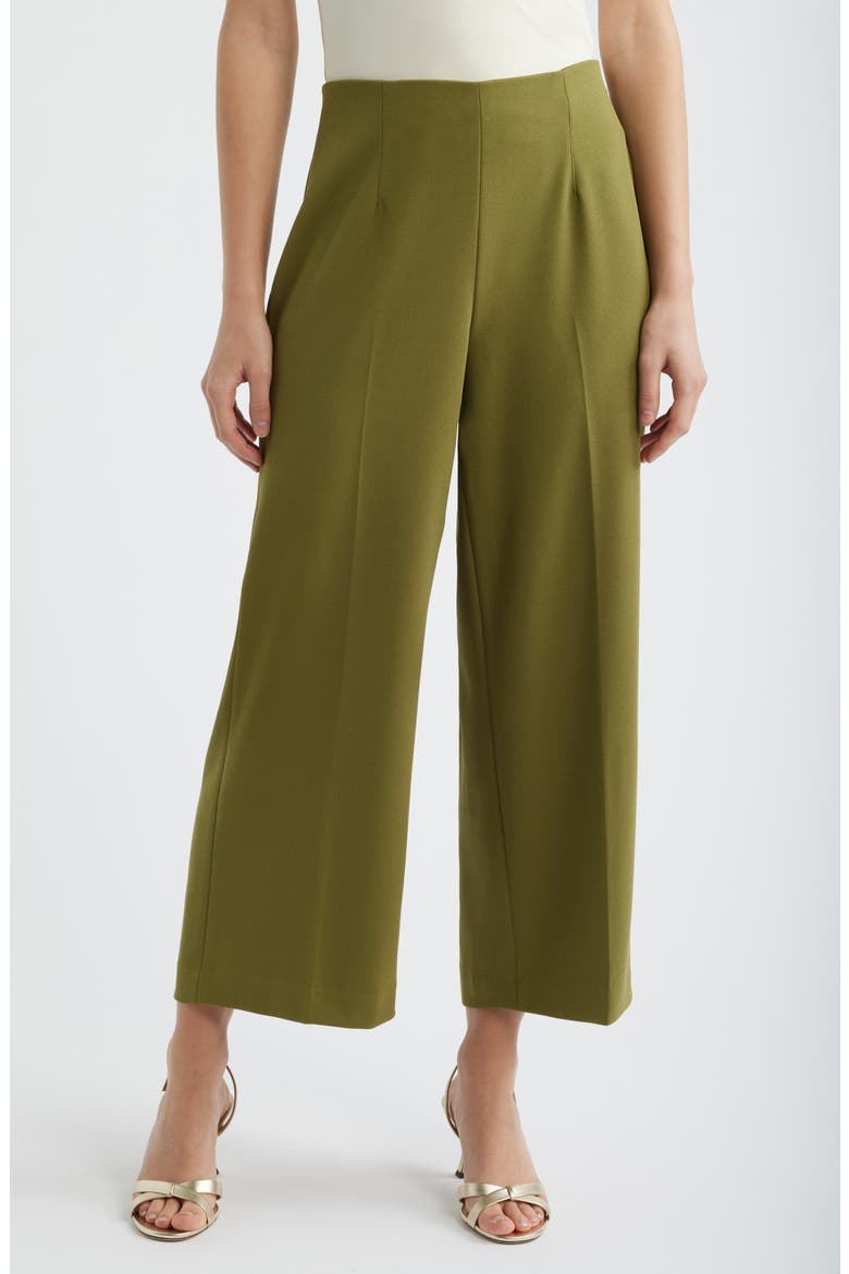 Pull-On Crop Wide Leg Pants, Main, color, BAY LEAF