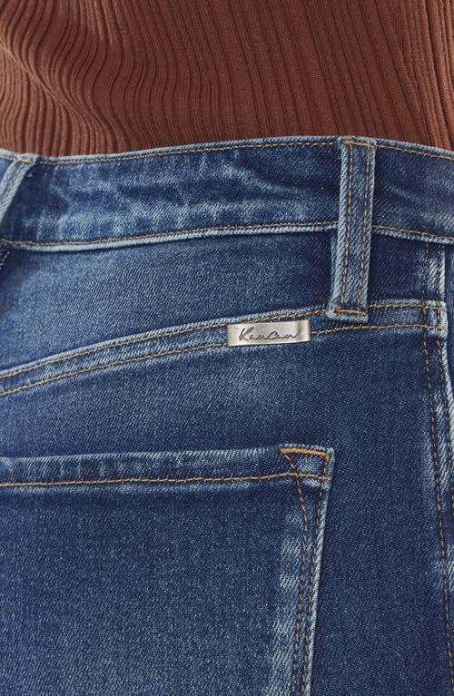 Kancan High Rise Hem Detail Boot Cut Jean In Dark Stone Wash In Blue