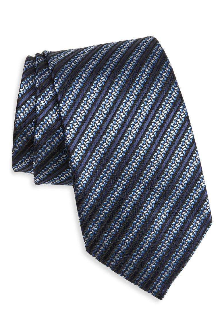 Stripe Silk Tie, Main, color, BLUE
