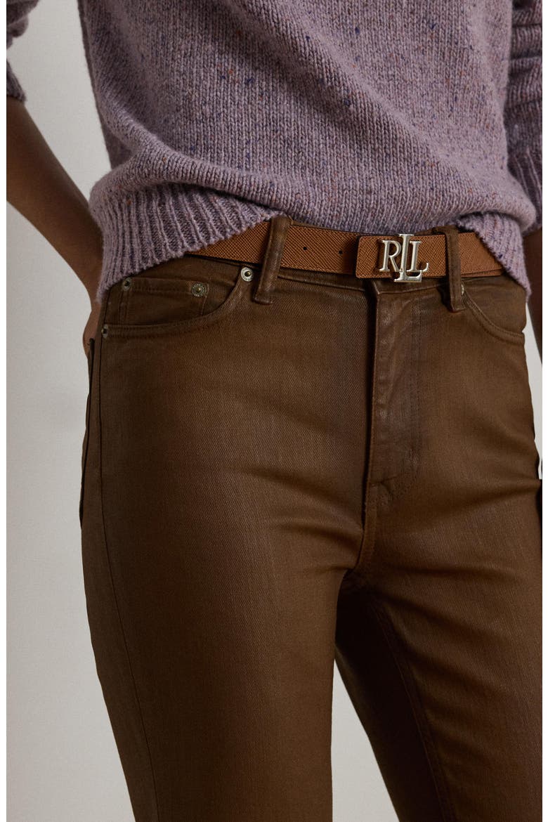 Coated High Waist Bootcut Jeans, Alternate, color, DARK TERRACOTTA