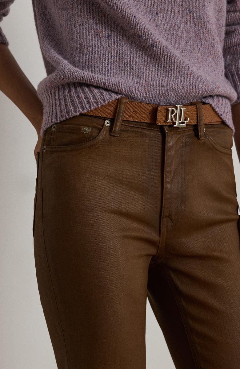 Lauren Ralph Lauren Coated High Waist Bootcut Jeans, Alternate, color, Dark Terracotta