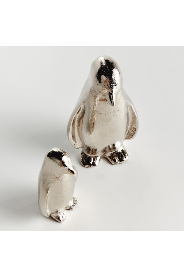 Penguin Pair - Silver Aluminum Sculptures, Set of 2, Alternate, color, Silver