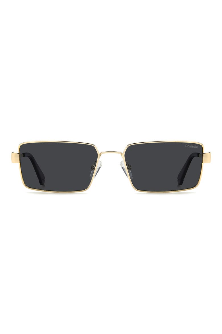56mm Polarized Rectangular Sunglasses, Alternate, color, GOLD GREY/ GREY PZ