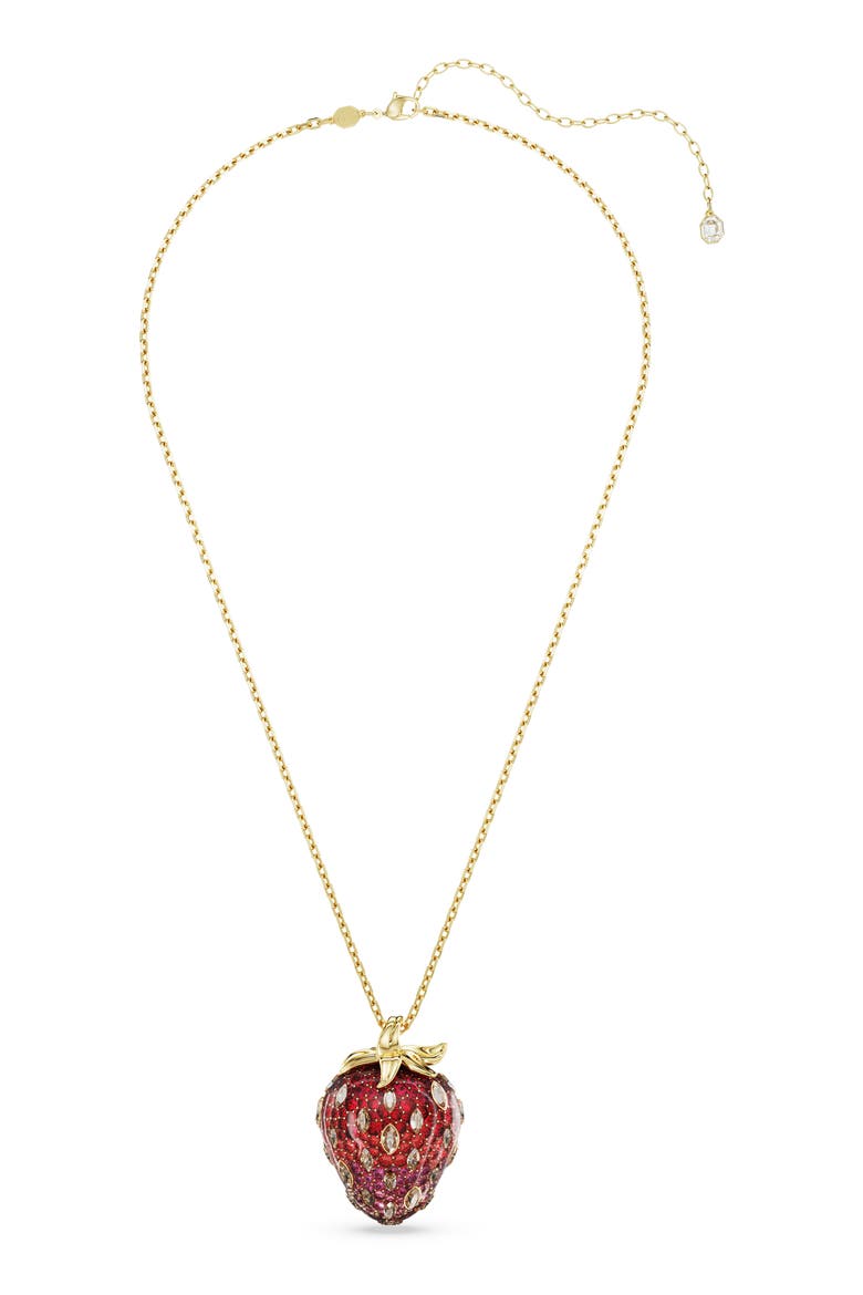 Idyllia Strawberry Pendant Necklace, Alternate, color, RED/ GOLD
