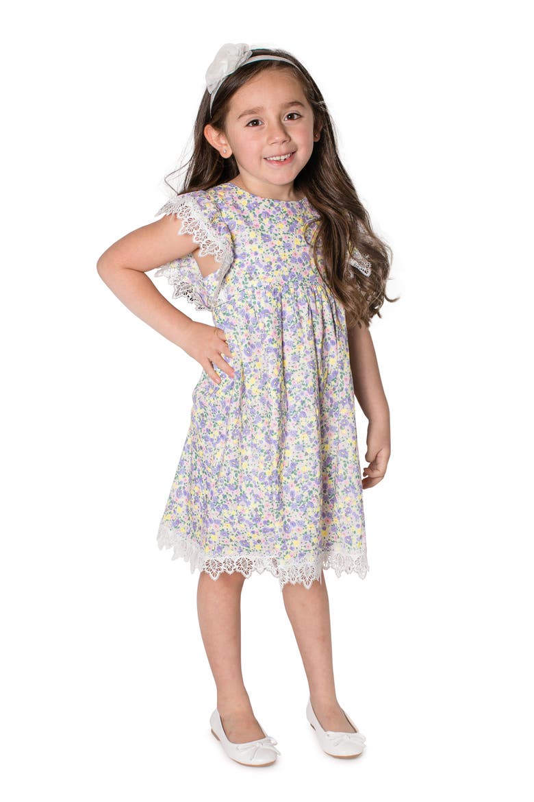Kids' Floral Lace Trim Cotton Dress, Main, color, MULTI