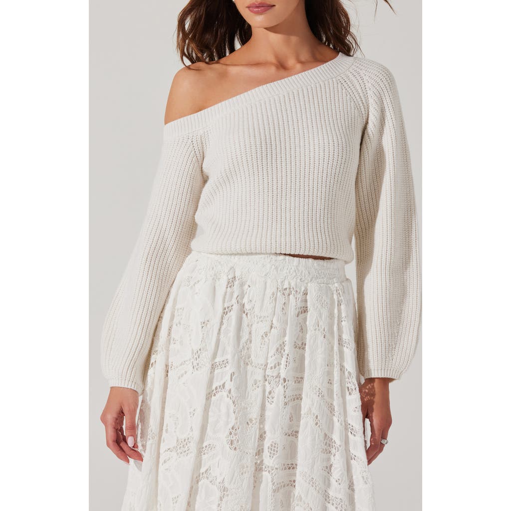 Astr The Label Ottolia One-shoulder Crop Sweater In White