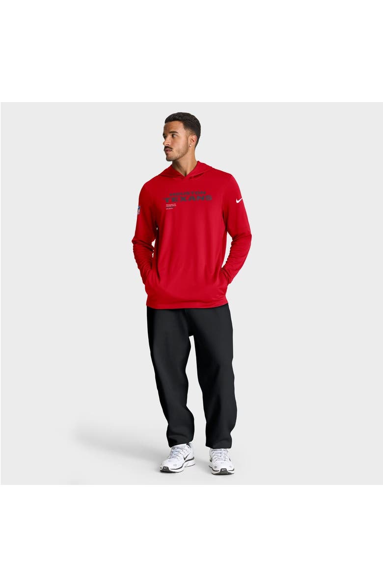 Nike Men's Nike Red Houston Texans Sideline Pure Fury Performance Long Sleeve Hoodie T-Shirt, Alternate, color, Red