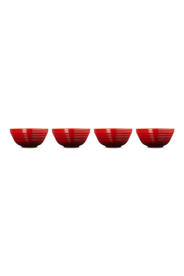 Set of 4 Stoneware Mini Heart Pinch Bowls, Alternate, color, CERISE