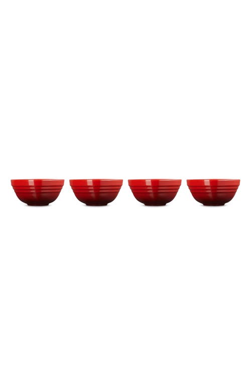 Le Creuset Set Of 4 Stoneware Mini Heart Pinch Bowls In Cerise