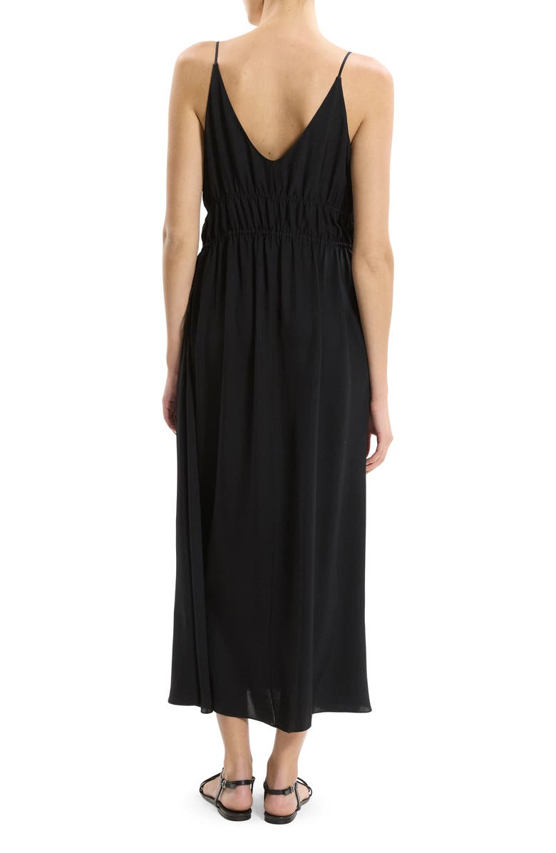 Theory Smocked Sleeveless Midi Dress, Alternate, color, Black