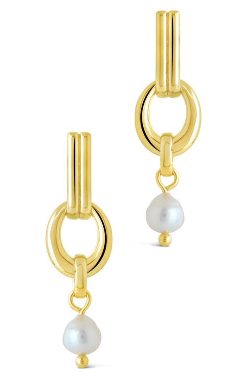 Sterling Forever Giselle Freshwater Pearl Door Knocker Drop Earrings In Gold