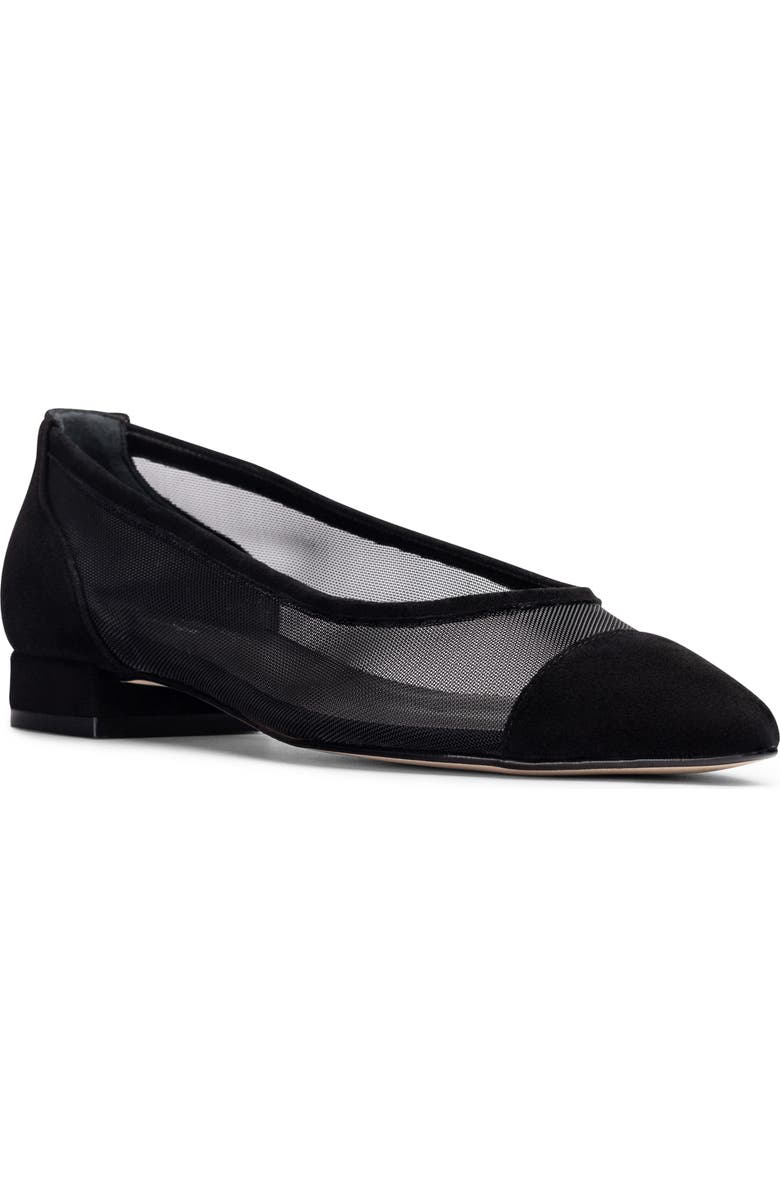Jon Josef Ray Pointed Toe Flat, Main, color, Black Suede Combo
