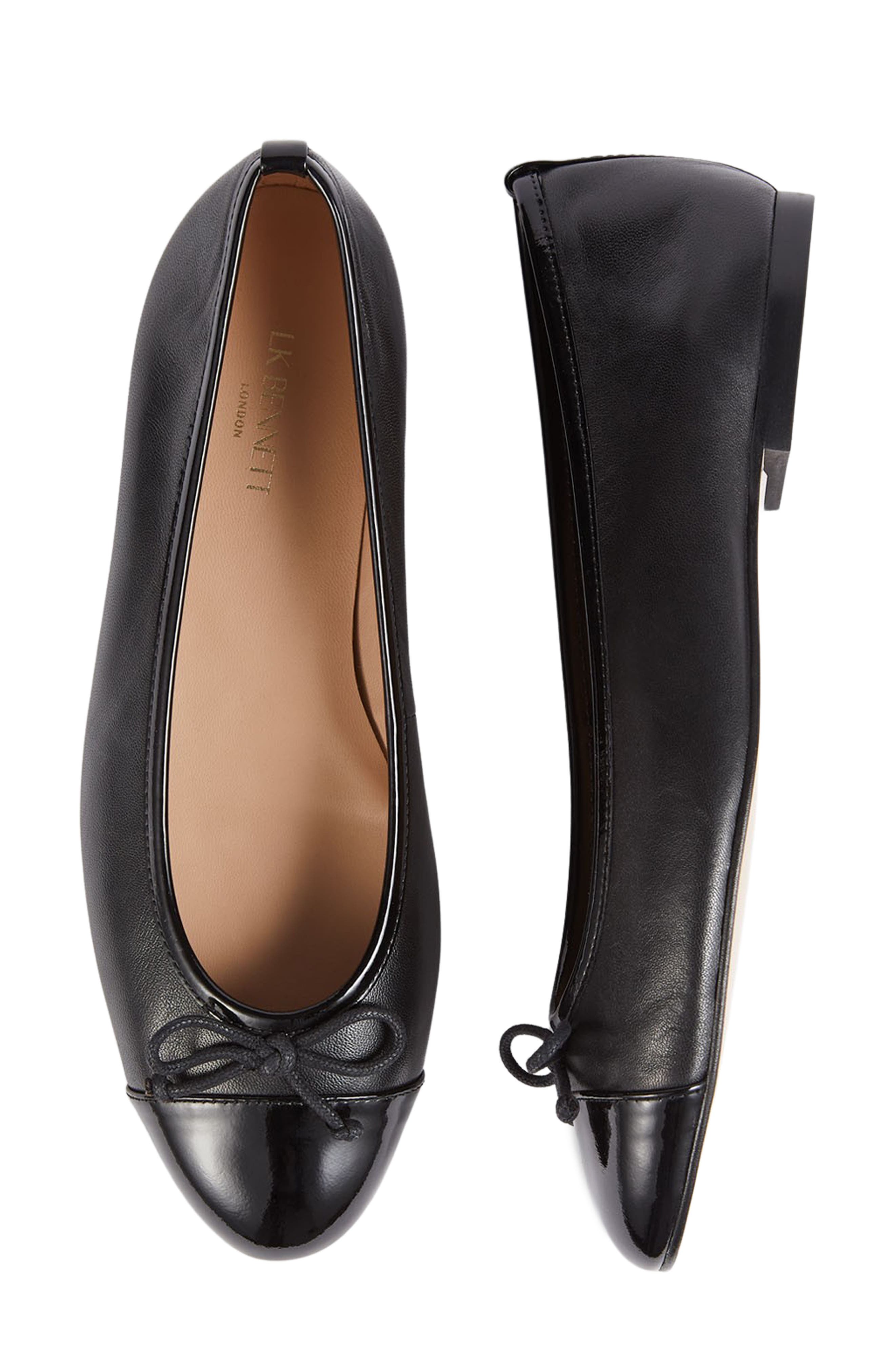 LK Bennett Kara Cap Toe Flat, Alternate, color, Black