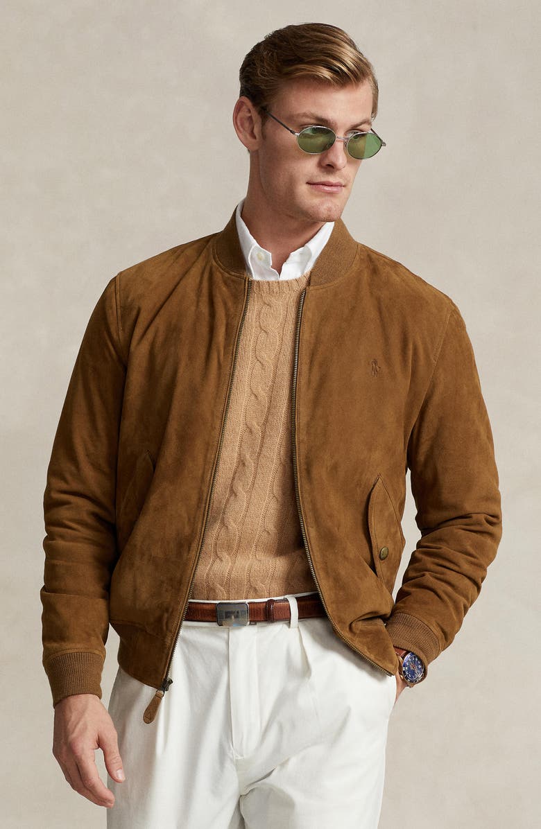 Polo Ralph Lauren Suede Bomber Jacket, Alternate, color, 