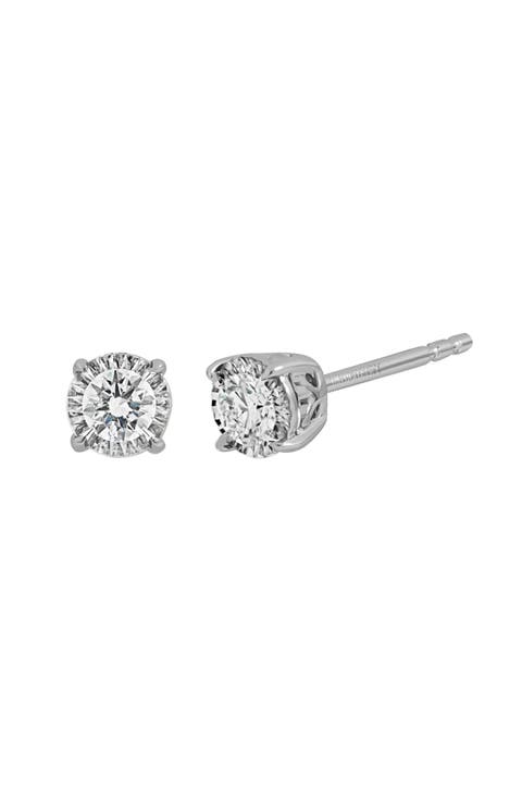 Audrey 18K White Gold Round Diamond Stud Earrings