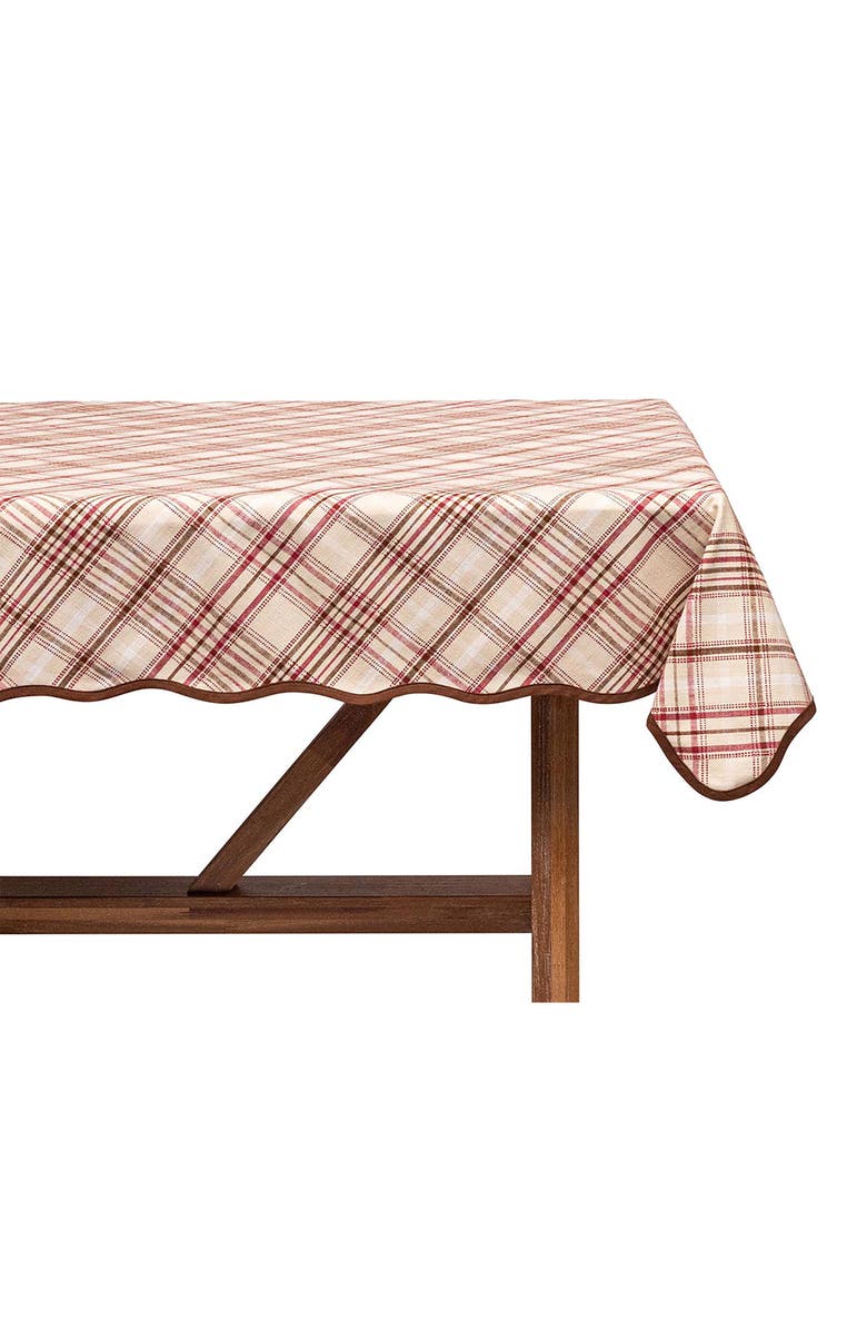 Juliska Harvest Tartan Square Tablecloth, Alternate, color, Mulberry Brown