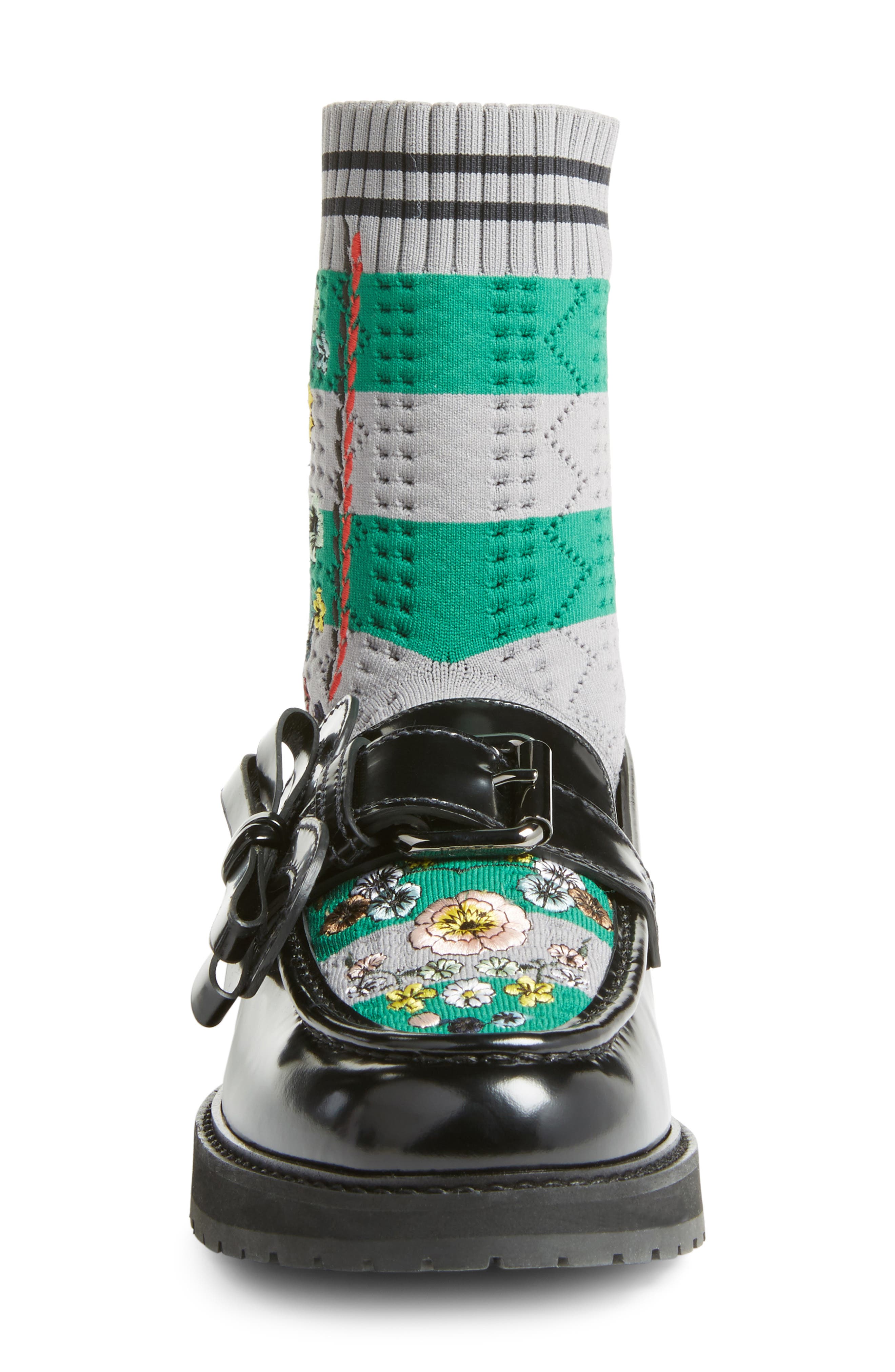 Marie Antoinette Embroidered Sock Loafer, Alternate, color, BLACK