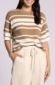 Thread & Supply Viola Stripe Short Sleeve Cotton Sweater