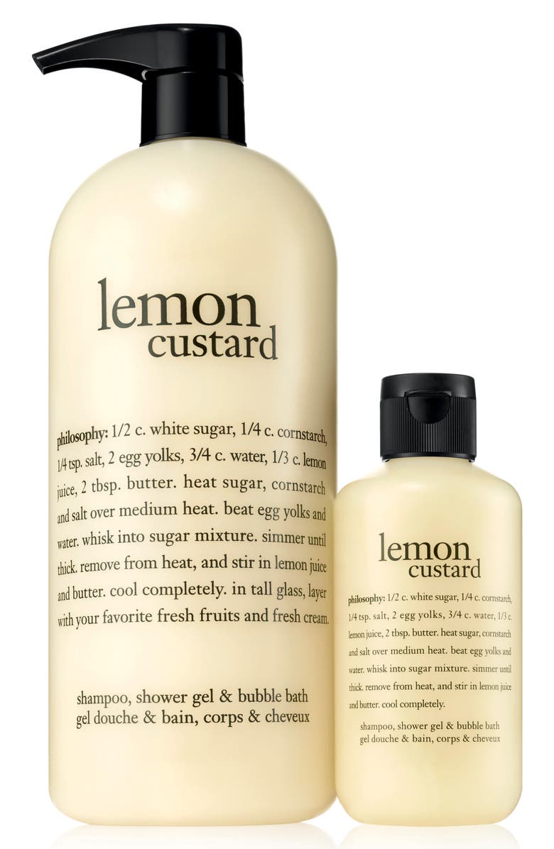 philosophy lemon custard shampoo, shower gel & bubble bath duo, Main, color, 