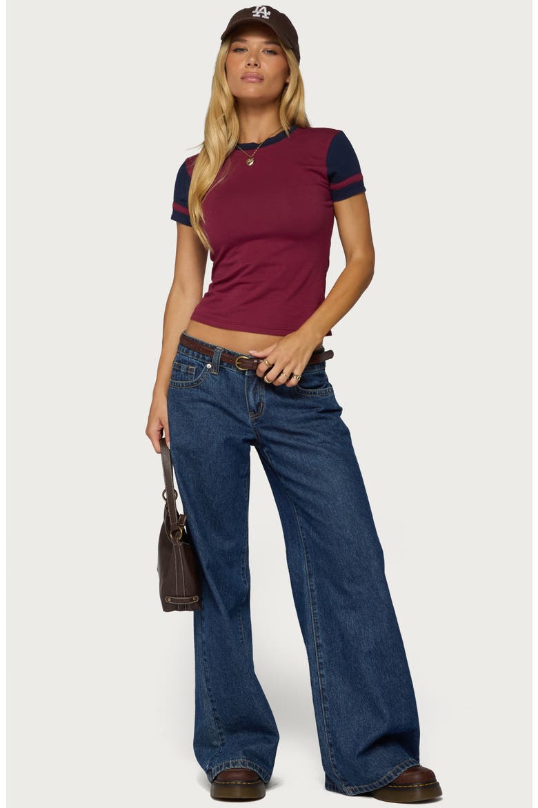 Sophiah Contrast T-Shirt, Alternate, color, BURGUNDY-AND-NAVY