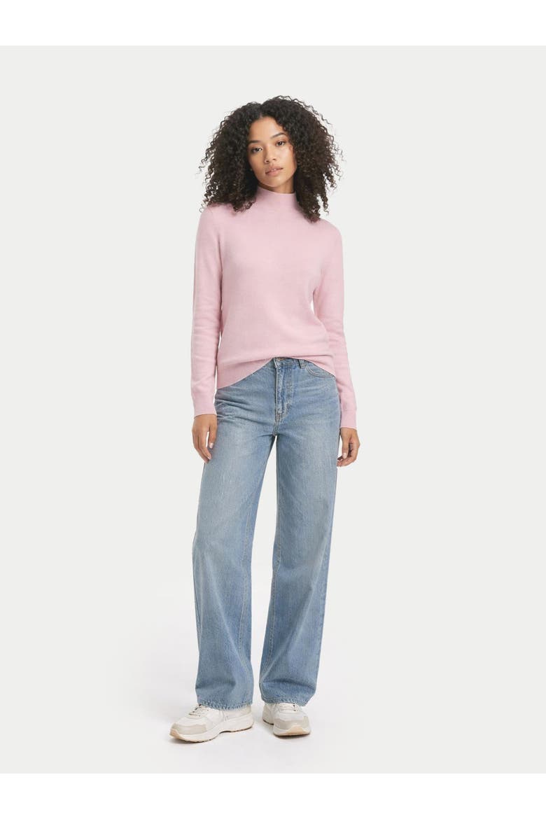Timeless Cashmere Mock Neck Sweater, Alternate, color, almond blossom