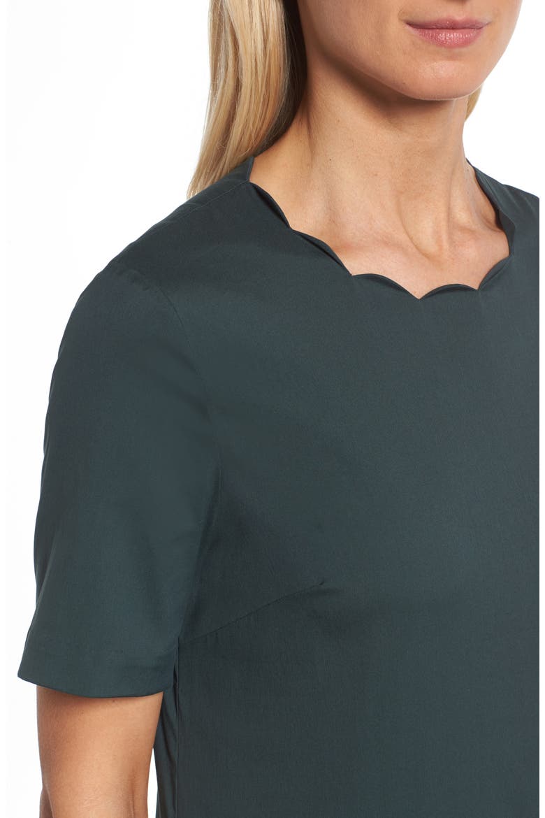 Scalloped Shift Dress, Alternate, color, GREEN GABLES