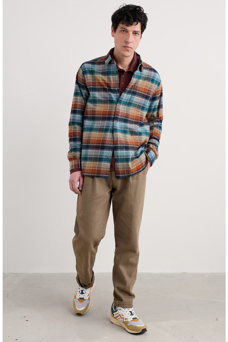 Fathomer Plaid Organic Cotton Flannel Button-Up Shirt, Alternate, color, ROOT CELLAR LIGHT WADE