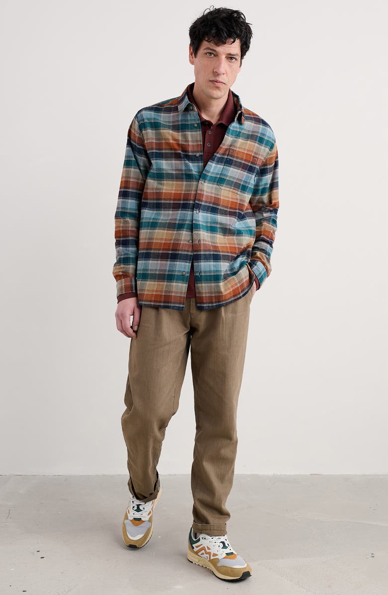 Seasalt Cornwall Fathomer Plaid Organic Cotton Flannel Button-Up Shirt, Alternate, color, Root Cellar Light Wade