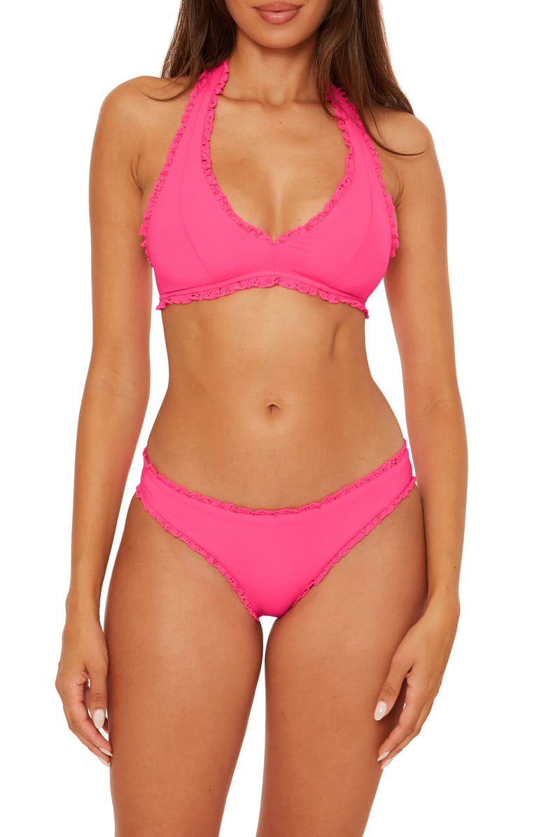 Becca Frills Adela Hipster Bikini Bottoms, Alternate, color, Punch